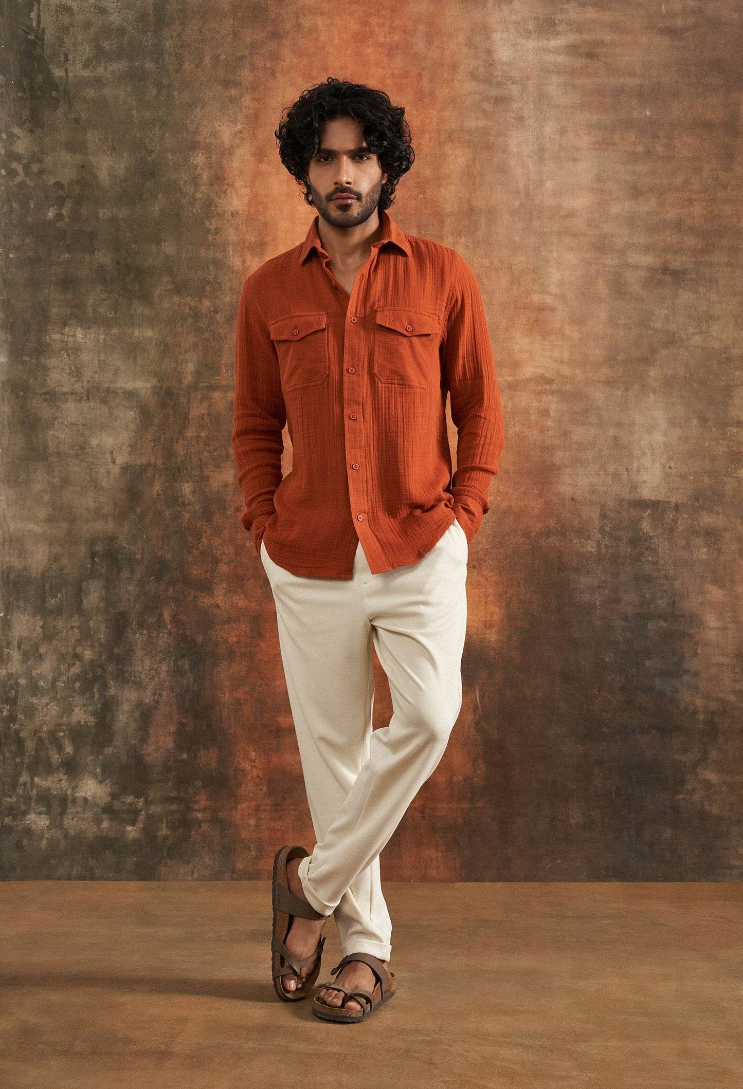 Terracotta Dusk Cotton Gauze Shirt - neopalms