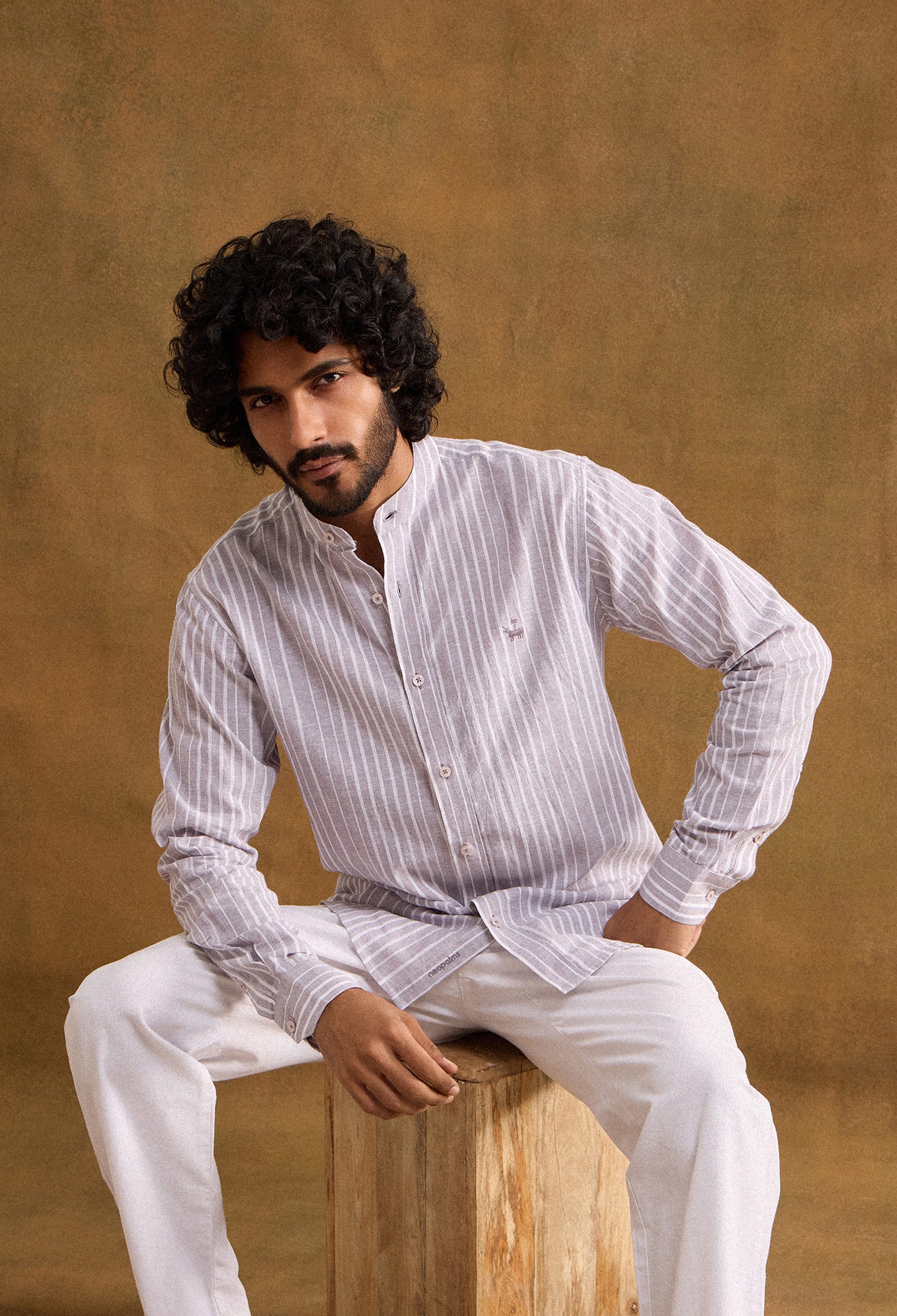 Graphite Cotton Linen Blend Shirt