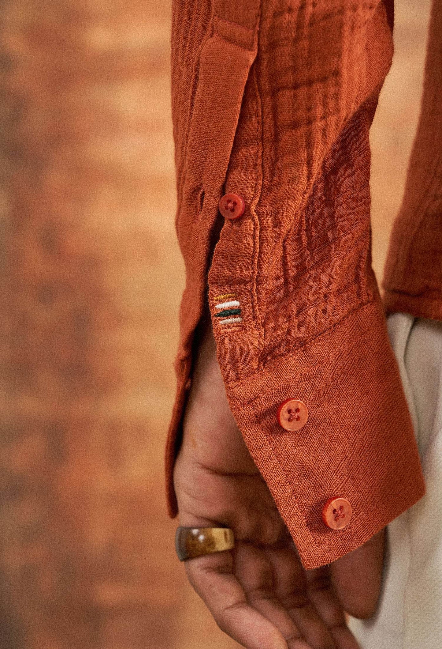 Terracotta Dusk Cotton Gauze Shirt - neopalms