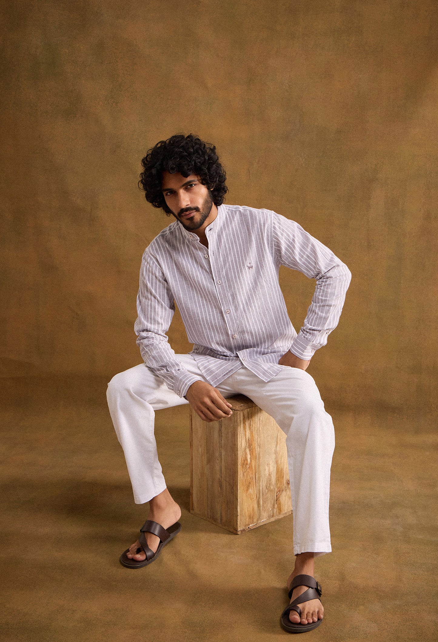Graphite Cotton Linen Blend Shirt