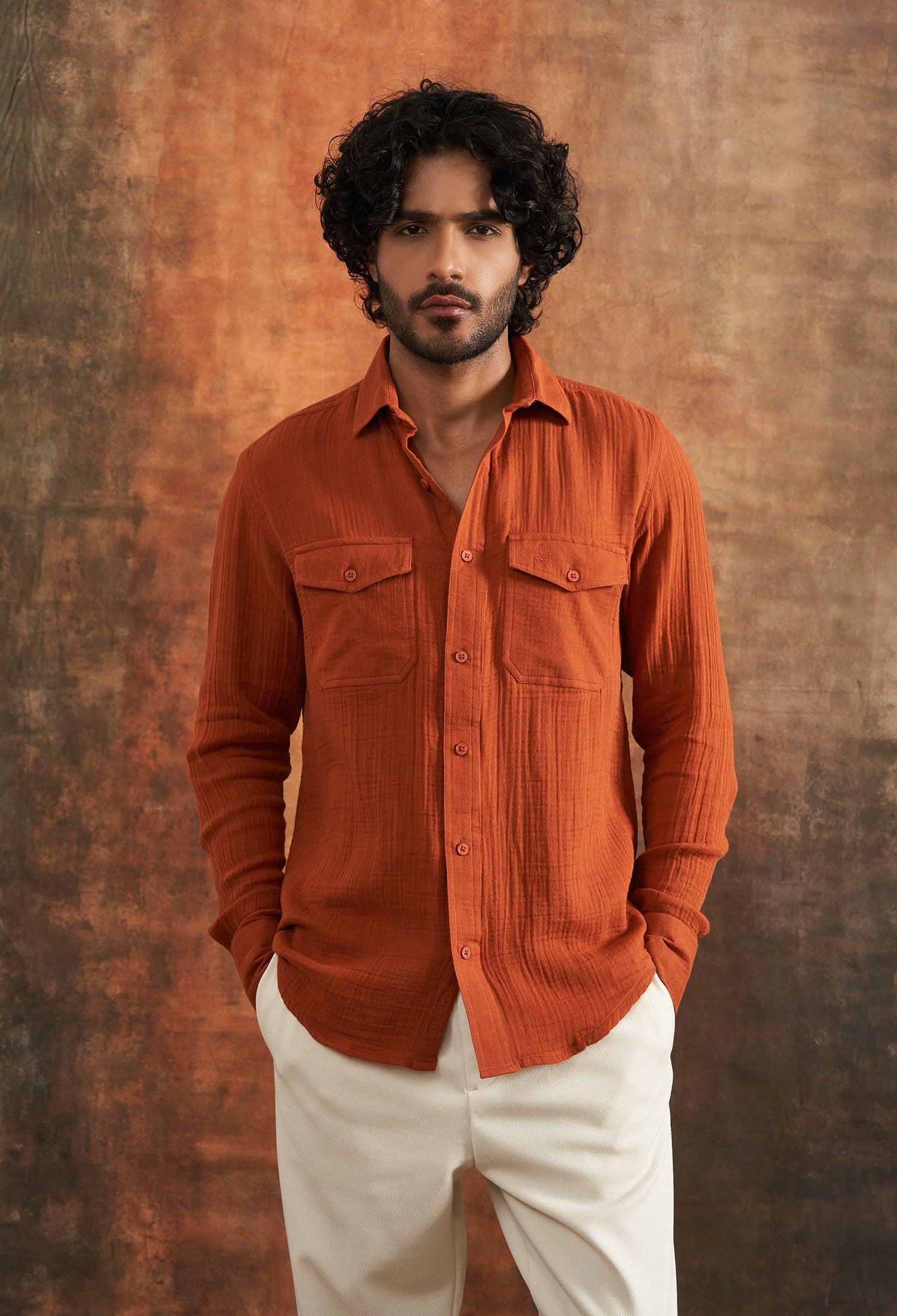 Terracotta Dusk Cotton Gauze Shirt