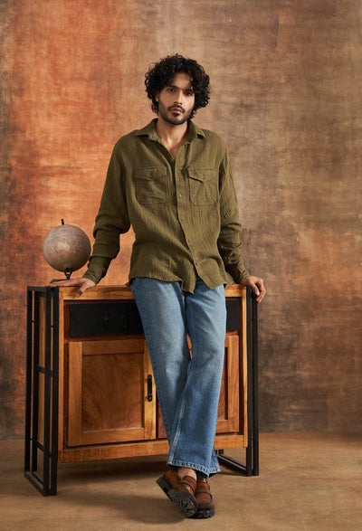 Bodhi Green Cotton Gauze Shirt - neopalms