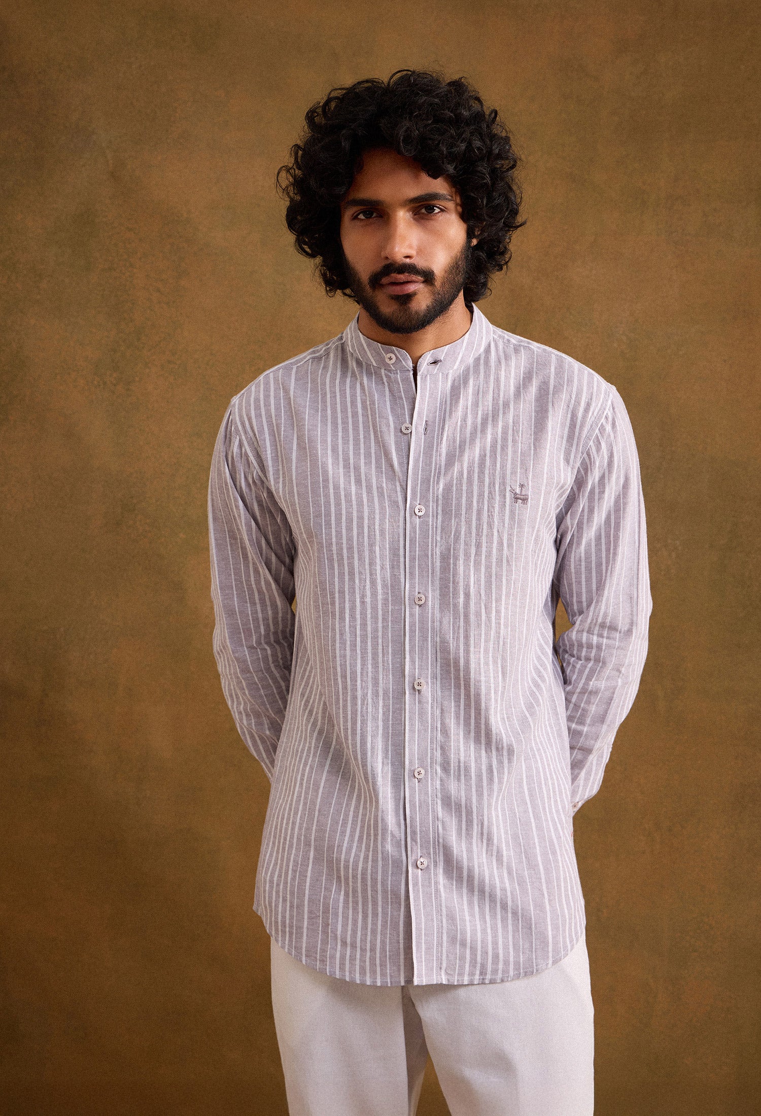 Graphite Cotton Linen Blend Shirt