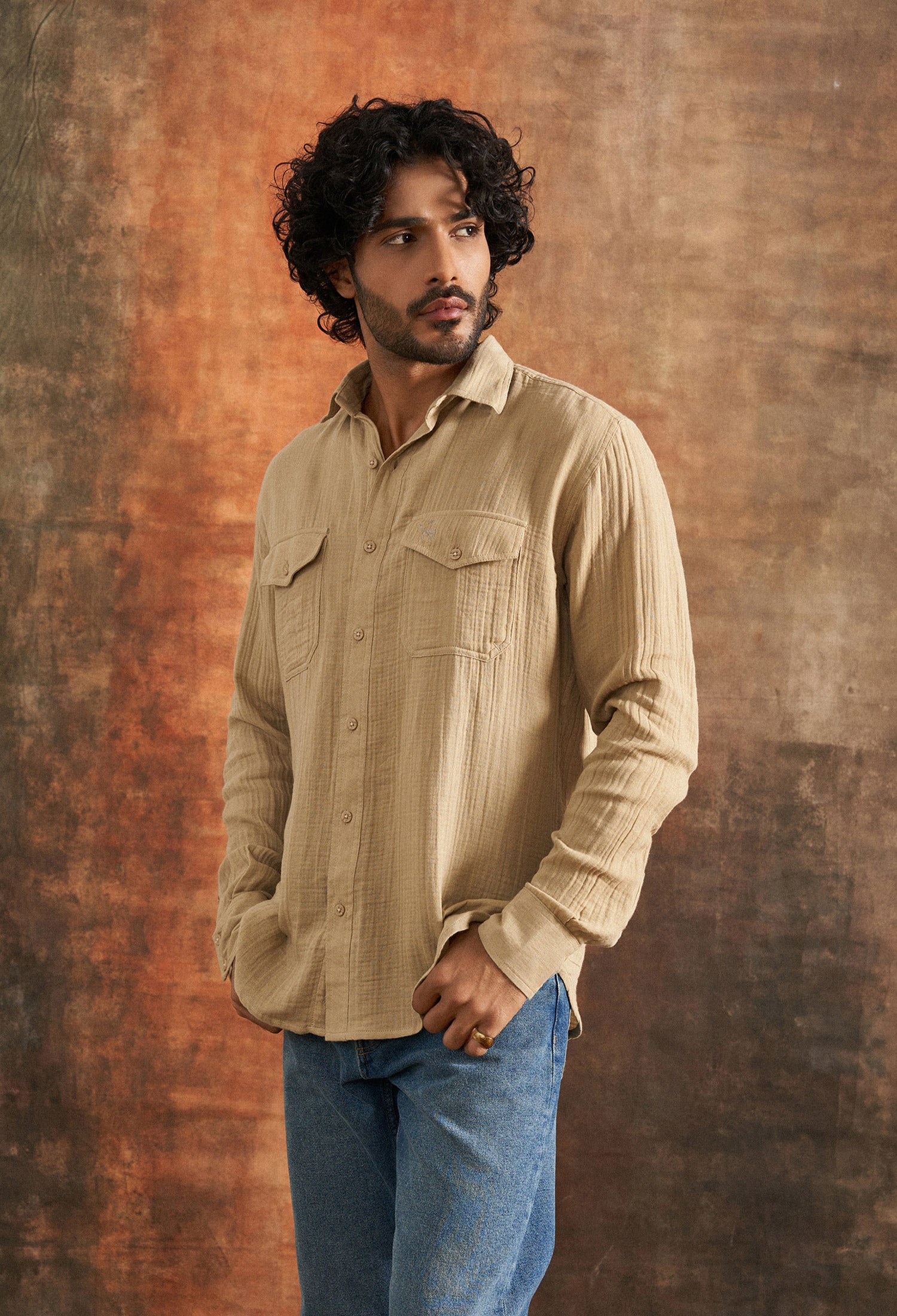Harappan Sand Cotton Gauze Shirt