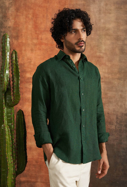 Vata Green Linen Shirt - neopalms