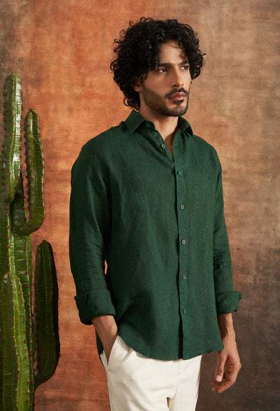 Vata Green Linen Shirt