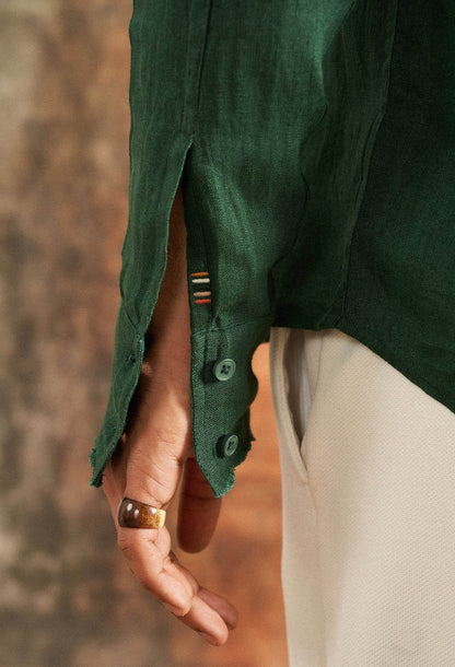 Vata Green Linen Shirt - neopalms