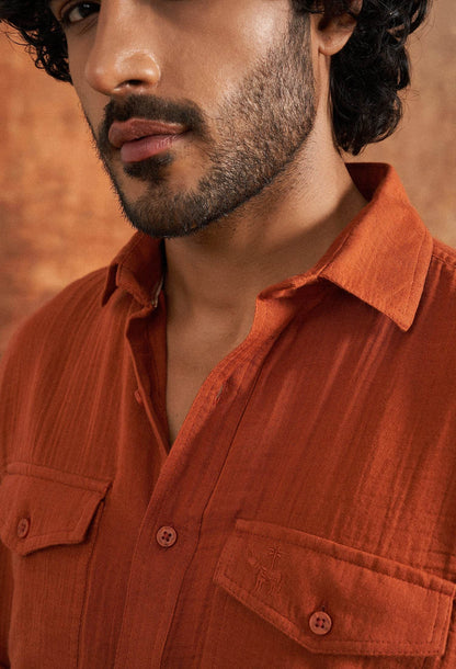 Terracotta Dusk Cotton Gauze Shirt - neopalms