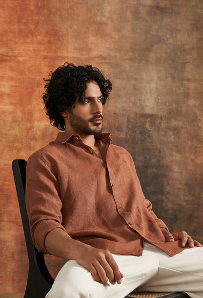 Aged Copper Linen Shirt - neopalms