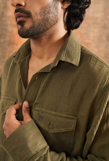Bodhi Green Cotton Gauze Shirt - neopalms