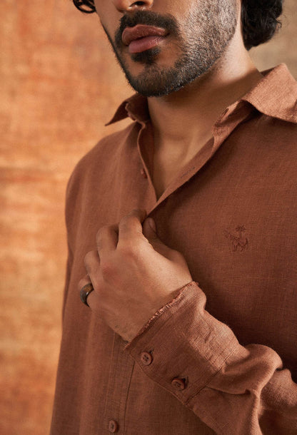Aged Copper Linen Shirt - neopalms