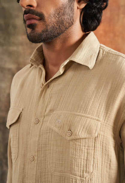 Harappan Sand Cotton Gauze Shirt - neopalms