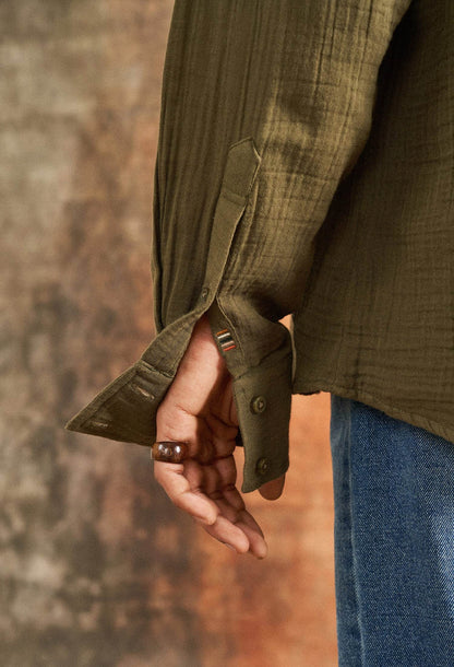 Bodhi Green Cotton Gauze Shirt - neopalms