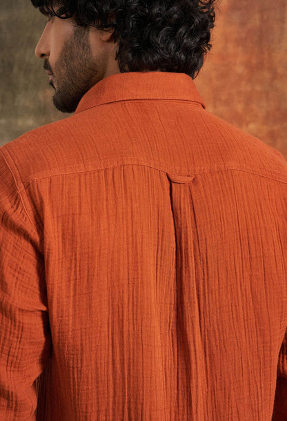 Terracotta Dusk Cotton Gauze Shirt - neopalms