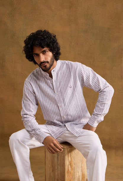 Graphite Cotton Linen Blend Shirt