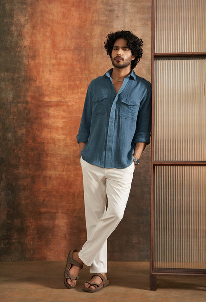 Indus Lapis Cotton Gauze Shirt - neopalms