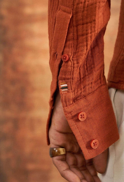 Terracotta Dusk Cotton Gauze Shirt - neopalms