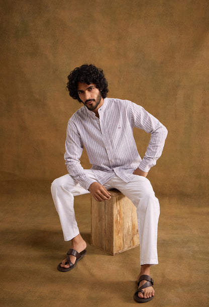 Graphite Cotton Linen Blend Shirt