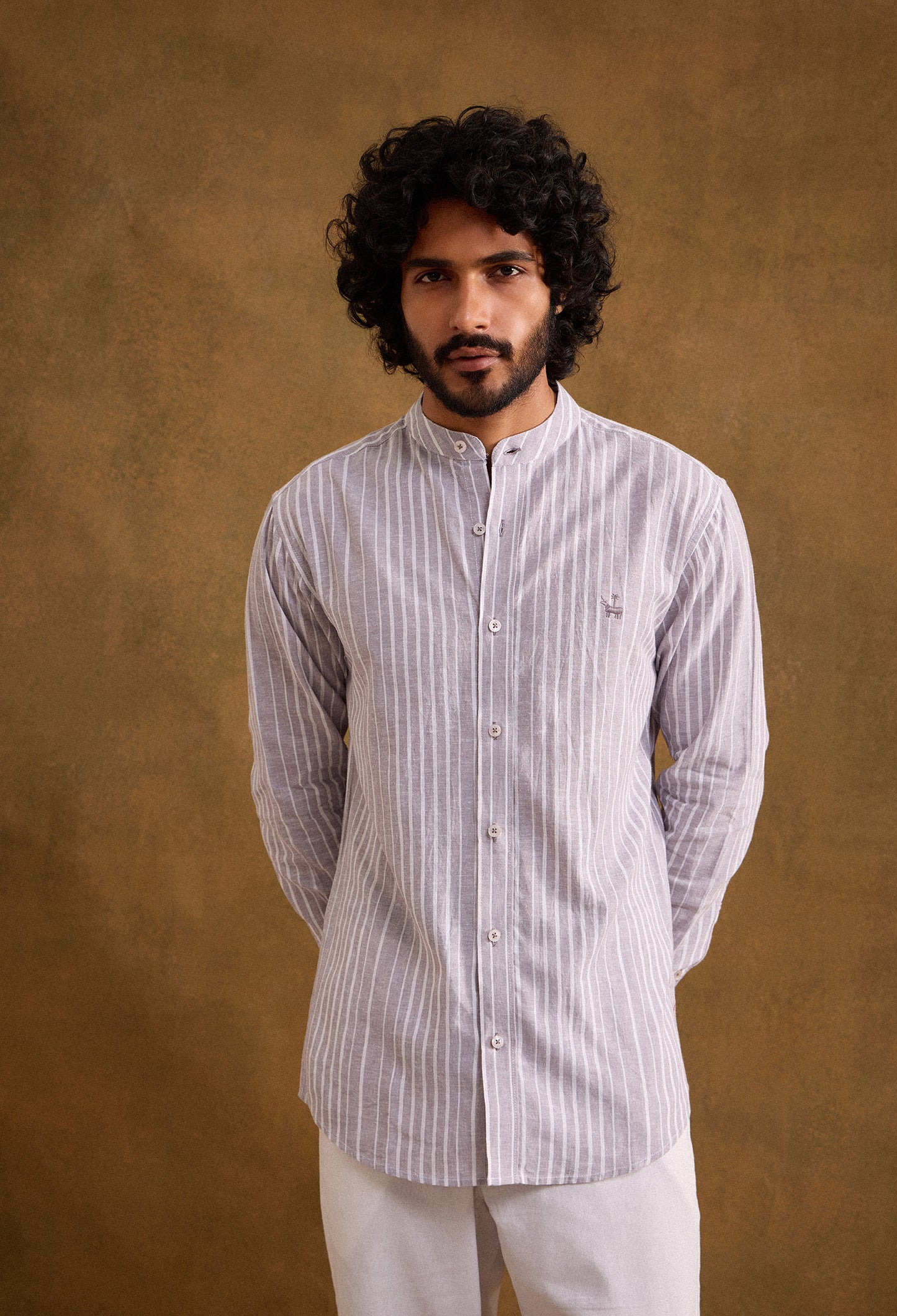 Graphite Cotton Linen Blend Shirt