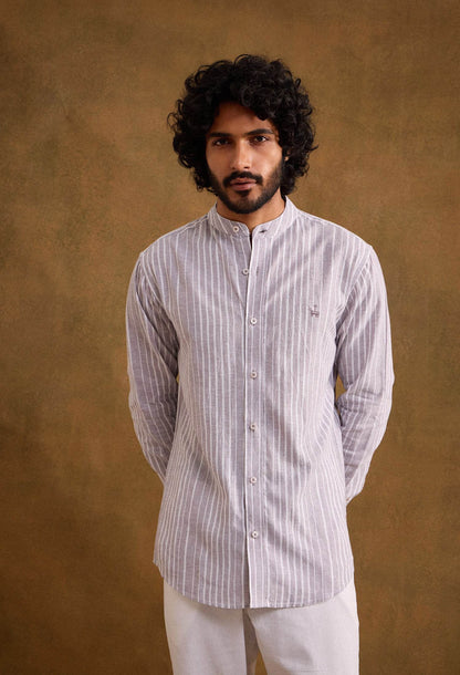 Graphite Cotton Linen Blend Shirt - neopalms