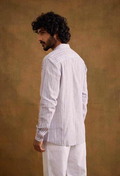 Graphite Cotton Linen Blend Shirt - neopalms