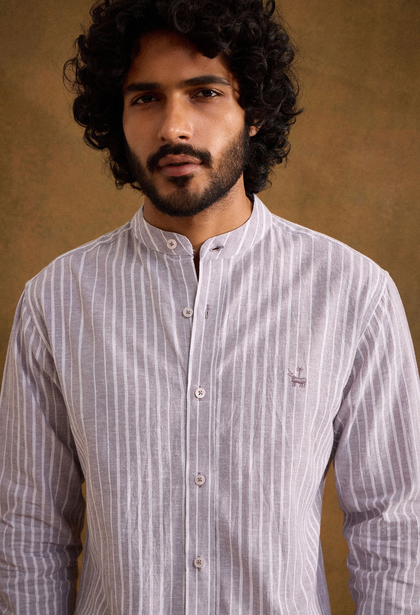 Graphite Cotton Linen Blend Shirt