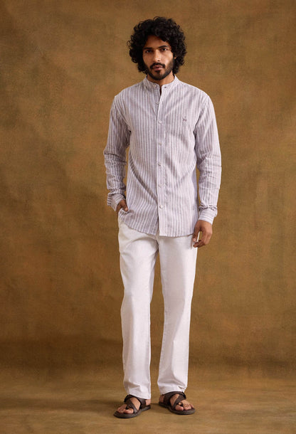 Graphite Cotton Linen Blend Shirt - neopalms