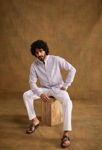 Graphite Cotton Linen Blend Shirt - neopalms