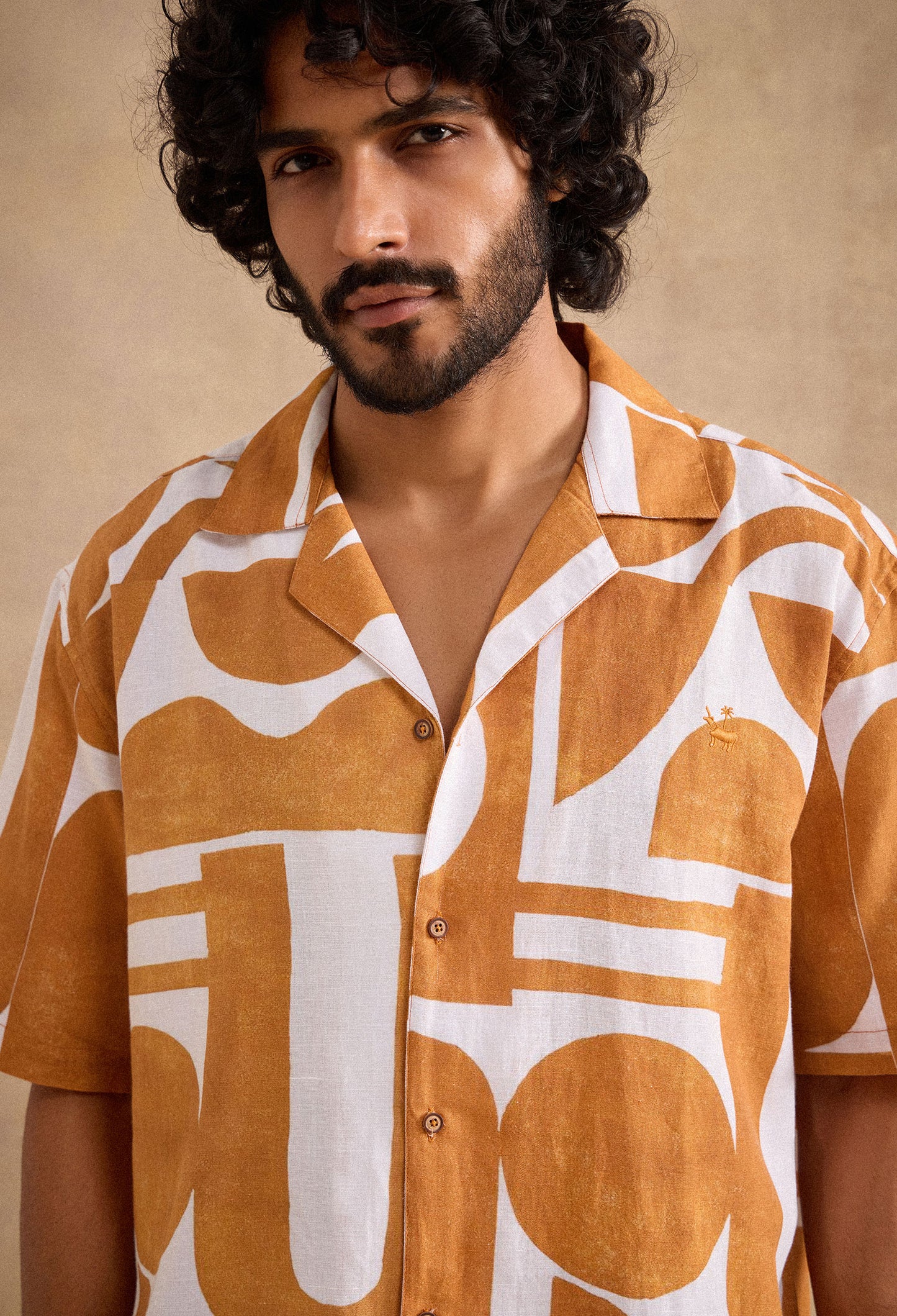 Geometric Dusk Cotton Linen Blend Shirt