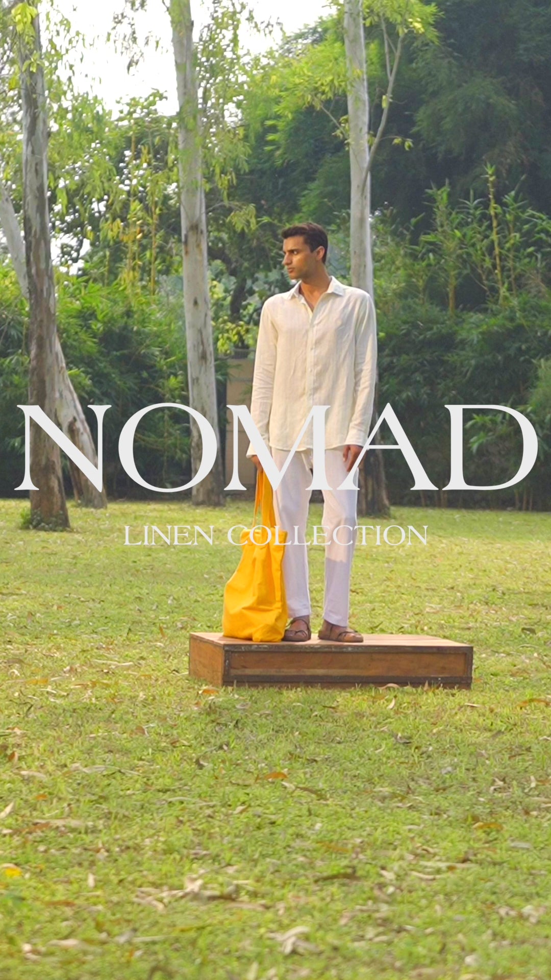 Load video: A lookbook of menswear linen shirts.